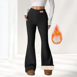 Women's Thermal Warm High Waist Leggings with <b>Tummy</b> <b>Control</b> Spandex/Polyester 220g Ankle-Length Yoga Workout Pants Pockets Black - Product Image 4