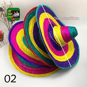 Chapeau de soleil mexicain en paille, style sombrero, à large bord, rond, tressé, naturel, fait main, pour fête, vente en gros, direct usine - Product Image 1