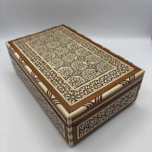 Brown Cream <b>Mother</b> of Pearl Jewelry Organizer Box with Lid Handmade Wooden Storage Case Decorative <b>Ring</b> Earring Necklace Holder - Product Image 4