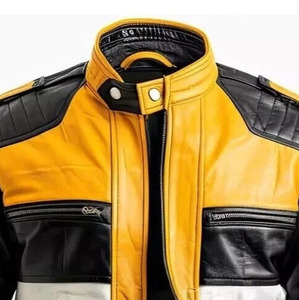 Blouson d'hiver personnalisable en cuir véritable pour homme, style motard vintage en cuir de vachette vieilli avec épaules matelassées, coupe moto - Product Image 3