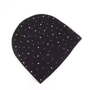 Bonnet en tricot tendance orné de pierres brillantes, bonnet d'hiver confortable en tricot avec accent en strass glamour - Product Image 6