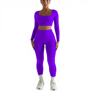 Women's 2 Piece Yoga Square <b>Crop</b> Mid Waist Breathable Lace <b>Leggings</b> Full Length Solid Black Activewear - Product Image 5