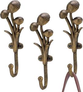 Crochets muraux décoratifs vintage tropicaux faits à la main en métal, porte-manteau pour salle de bain et entrée, avec support de fixation - Product Image 1