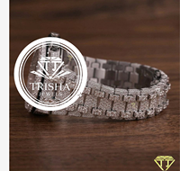 Montre de luxe Hip Hop en moissanite et diamants, avec un boîtier rond entièrement recouvert de pierres VVS étincelantes et de qualité supérieure