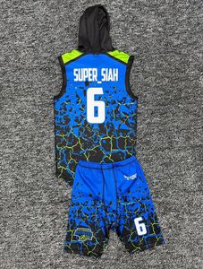Heat-Transfer Printed Football Uniform Moisture Wicking 100% Polyester Sleeveless Hooded <b>Tank</b> Top Shorts Custom Team Name - Product Image 6
