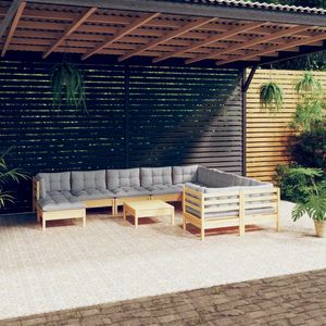 Conjunto de Muebles de Jardín de Madera de Pino Maciza en Gris, Tela 100% Poliéster, Muebles de Exterior Duraderos y Elegantes - Product Image 1