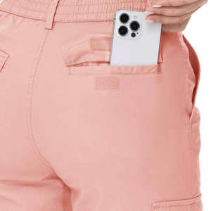 Pantalon cargo taille haute pour femme, rose uni, en toile, décontracté, longueur intégrale, avec poches, coupe classique, style été - Product Image 6