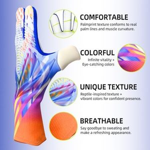 Gants de gardien de but de football, impression par sublimation sur tous les doigts, matériau en latex, antidérapants, respirants, séchage rapide, emballage personnalisé - Product Image 2