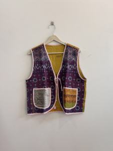 Veste sans manches vintage Kantha pour femmes, veste Kantha unisexe en coton avec poches, veste respirante pour femmes - Product Image 2
