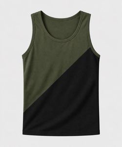 Débardeur sans manches col rond pour homme, écologique, sportif, color-block bleu marine, tricoté, coupe décontractée, respirant, en coton/fibre de bambou - Product Image 2