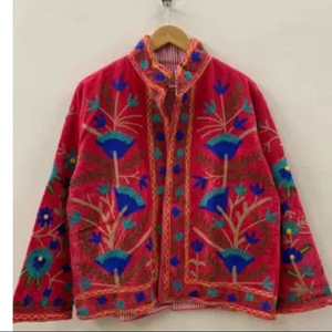 Veste courte tendance brodée de fleurs Suzani, style hippie, pour femme, chaude pour l'hiver, prix de gros - Product Image 1
