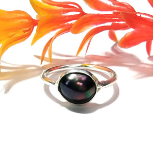 Anillo de Plata de Ley 925 con Perla Natural de Agua Dulce Gris, Anillo de Cristal Crudo Hecho a Mano para Compromiso o Boda - Product Image 3