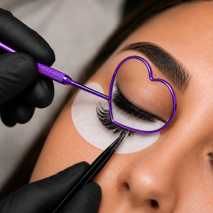 Heart Shape Handheld Stainless Steel Frame 3X <b>Magnifying</b> Single-Sided Purple Finish <b>Makeup</b> <b>Mirror</b> - Product Image 3