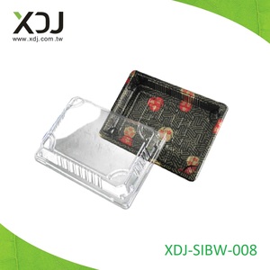 Bandeja Rectangular Reciclable de Plástico PS Transparente XDJ, Caja de Sushi con Impresión Personalizada, Caja de Empaque para Alimentos XDJ-SIBW-008 - Product Image 1
