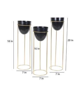 Modern Gold Plated Metal Flower <b>Stands</b> Set Black Planters Indoor Decorative <b>Vases</b> Minimalist Design for Home Use - Product Image 2