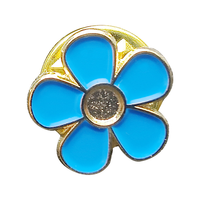 Bunga Forget Me Not Biru Antik Modern Tradisional Kustom untuk Lencana Pin Kerajinan Enamel Lunak Berlapis Emas dari Paduan Seng