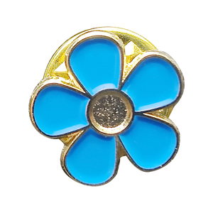 Épingles de revers en métal émaillé dur en alliage de zinc plaqué or, motif fleur de mignonette bleue - Product Image 4