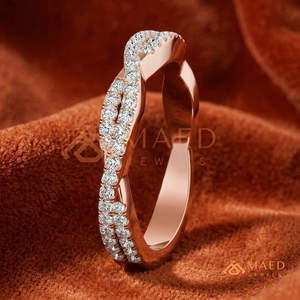 แหวนเพชรแบบถักสองแถวสีโรสโกลด์ทันสมัย |   แหวนเพชรแล็บประกายระยิบระยับรูปอินฟินิตี้ |   ของขวัญวันครบรอบประดับมอสซาไนต์ - Product Image 2