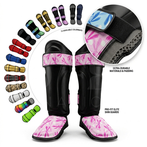Protège-tibias Muay Thai pour enfants, couleur unie, légers, protection des pieds pour le kickboxing, entraînement d'arts martiaux, protège-tibias de boxe pour le sparring - Product Image 1
