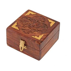 Premium Polished Dark Wood Jewelry Box Rectangular Hand Carved Border Design Wooden Keepsake <b>Chest</b> Luxury Watch <b>Storage</b> Case - Product Image 1