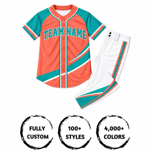 Ensemble de maillots de baseball de qualité supérieure à manches courtes 100% polyester respirant avec nom d'équipe imprimé pour adultes - Product Image 4