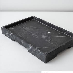 Plateau de service rectangulaire moderne en marbre noir de jais, résistant au feu, en pierre naturelle, décoration de luxe pour la maison, pour la cuisine et la salle à manger - Product Image 3