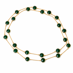 Natural Green Onyx October Antique Gold Plated Brass Zinc Alloy <b>Statement</b> <b>Necklace</b> Solid Classic Wedding Women's Gift - Product Image 2