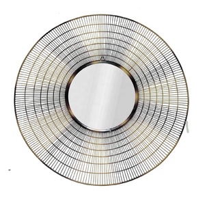 แฮนด์เมดกระจกติดผนังกรอบโลหะห้องนอนห้องนั่งเล่นห้องโถงตกแต่งในรูปทรงกลมสีสเปรย์สีทองผนังกระจก - Product Image 3