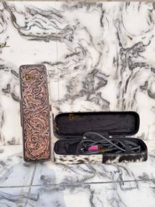 กระเป๋าใส่เครื่องม้วนผมหนังแท้ลายหนังวัวแบบตะวันตก ทนความร้อน ดีไซน์ทันสมัย เหมาะสำหรับจัดเก็บอุปกรณ์ทำผม - Product Image 5