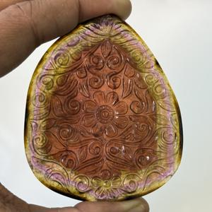 Colgante de mandala floral tallado a mano con turmalina multicolor natural, piedra preciosa suelta tallada en turmalina para la fabricación de joyería al por mayor. - Product Image 1