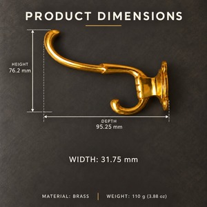 SHUBHAM Gancho Doble de Latón Macizo Dorado Pulido para Colgar Abrigos, Sombreros y Toallas, Gancho Decorativo para Ropa, para el Hogar - Product Image 6