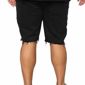 Servicio OEM: Shorts de mezclilla negros lavados para hombre, estilo casual con efecto desgastado y dobladillo deshilachado, ideales para un look urbano. - Product Image 5