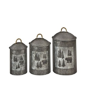 Nouveaux contenants décoratifs en métal avec couvercle pour comptoirs de cuisine, ensemble de boîtes de rangement pour vaisselle - Product Image 4