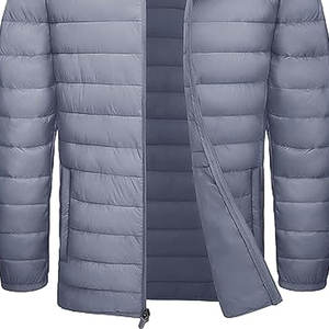 Veste de travail matelassée beige pour homme 2024, rembourrage 100% polyester, style parka tendance, col montant, capuche, pour l'hiver - Product Image 3