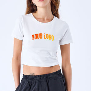 Camiseta Corta de Algodón Personalizada al por Mayor para Mujer, Camiseta Corta Lisa Estilo Y2K para Chicas - Product Image 1