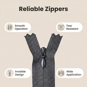 Black Close-End Nylon Zipper Heavy Duty Durable Garment Accessory for <b>Dresses</b> Skirts and Apparel Manufacturing - Product Image 5