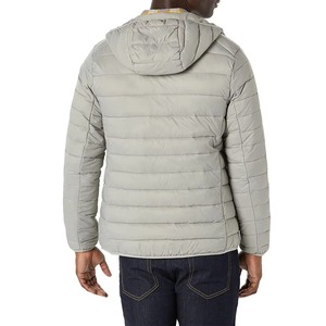 Men's <b>Light</b> Gray Hooded <b>Puffer</b> <b>Jacket</b> Zipper Closure Windproof Casual Regular Fit Polyester Wadding Autumn Thin Shell Wholesale - Product Image 6