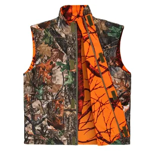 Gilet de chasse unisexe pour adultes, camouflage orange, softshell, polyester, imperméable, sans manches, fermeture éclair sur le devant, vêtements d'extérieur pour l'hiver - Product Image 3