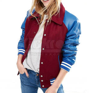 Chaqueta Letterman Personalizada con Detalle de Botones, Tejido de Punto Transpirable, Diseño Invernal para Mujer en Talla Adulta - Product Image 2