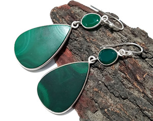 Natural Malachite Green Onyx Drop <b>Earrings</b> Solid 925 Sterling <b>Silver</b> Handmade Green Stone Jewelry Gift Women Party - Product Image 6