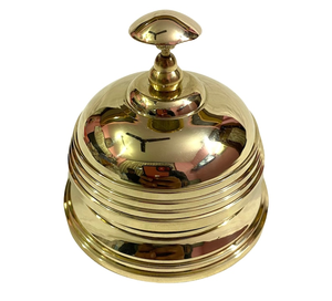 Campana de escritorio redonda hecha a mano de latón macizo antiguo, elegante campana de llamada para recepción, campana vintage para mostrador de servicio, campana de conserjería para hotel - Product Image 5