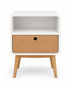 Mesita de Noche Moderna de Madera con Cajón y Estante Abierto para Dormitorio - Product Image 6