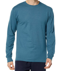 Wholesale Custom Made 100% Cotton O-Neck Men's T-Shirt Full Sleeve Loose Fit <b>Silk</b> <b>Screen</b> Printed Solid Pattern Eco-Friendly - Product Image 6