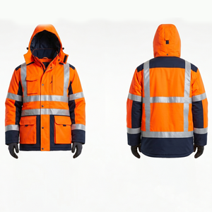 Veste de travail de sécurité en polyester et coton de qualité supérieure 320 GSM, gris et noir avec empiècements contrastants, logo tissé personnalisé - Product Image 3