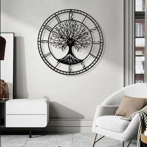 Grande moderno minimalista in ferro <span class=keywords><strong>orologio</strong></span> <span class=keywords><strong>da</strong></span> <span class=keywords><strong>parete</strong></span> elegante <span class=keywords><strong>albero</strong></span> <span class=keywords><strong>della</strong></span> <span class=keywords><strong>vita</strong></span> radici di Design per la casa scopo decorativo - Product Image 1