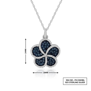 JEWELSPAARK Collar con Colgante de Diamante Natural Blanco y Azul en Forma de Corazón de 0.81 Cttw para Mujer, Chapado en Rodio, Plata de Ley 925 - Product Image 2