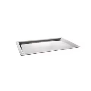 Plateau de service rectangulaire en métal, acier inoxydable poli, passe au lave-vaisselle, design minimaliste, plateau de couleur unie - Product Image 5
