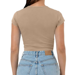 Camiseta Deportiva Corta de Manga Corta para Mujer, Tejido Dry Fit, Transpirable, para Gimnasio, Atletismo, Yoga, Running - Product Image 5
