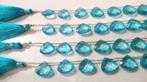 Cuentas de Topacio Azul Suizo Natural en Forma de Corazón, Facetadas, de 13-15 mm, en Cadena de 8 Pulgadas - Product Image 2