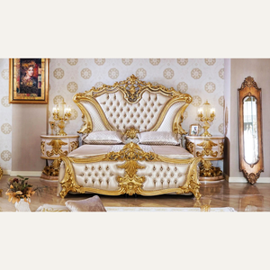 เตียงหุ้มเบาะหรูหราสไตล์ยุโรปคลาสสิก ทำจากไม้มะฮอกกานีแท้  เฟอร์นิเจอร์ห้องนอนอพาร์ทเมนท์สั่งทำพิเศษ - Product Image 1